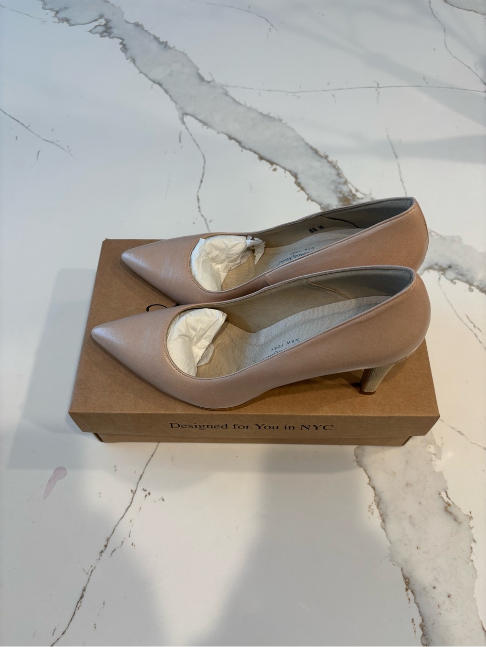 Pointed-Toe Mid Heel Pumps in Blush